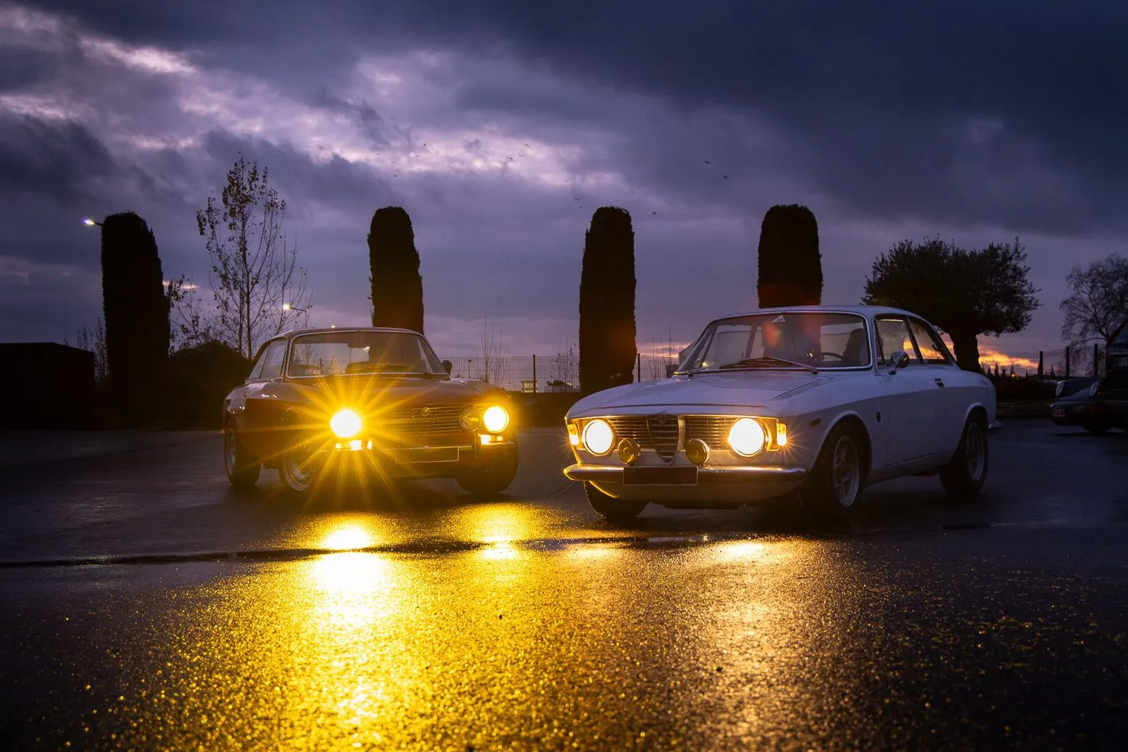 Alfa Romeo photographed at night