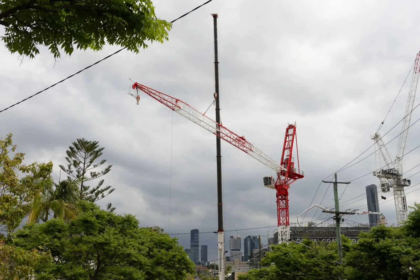 Crane against the Brisbane skyline