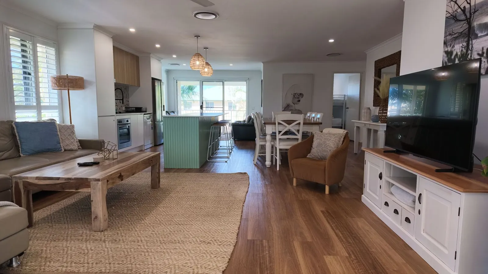 Bright living room in a holiday rental