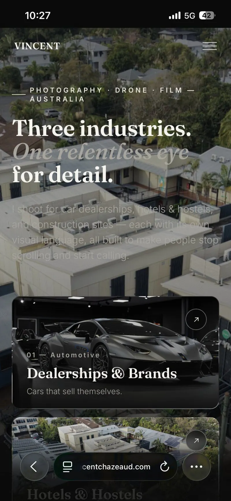 Website shown on a phone
