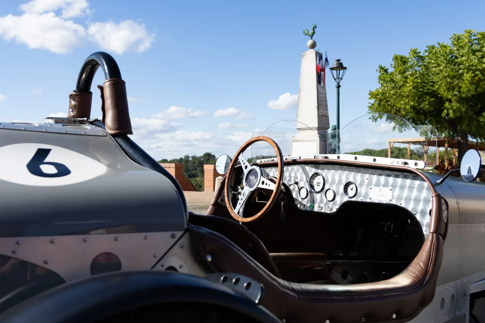 Vintage race car cockpit