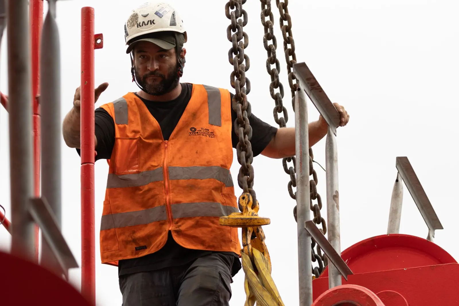 Rigger on a crane deck