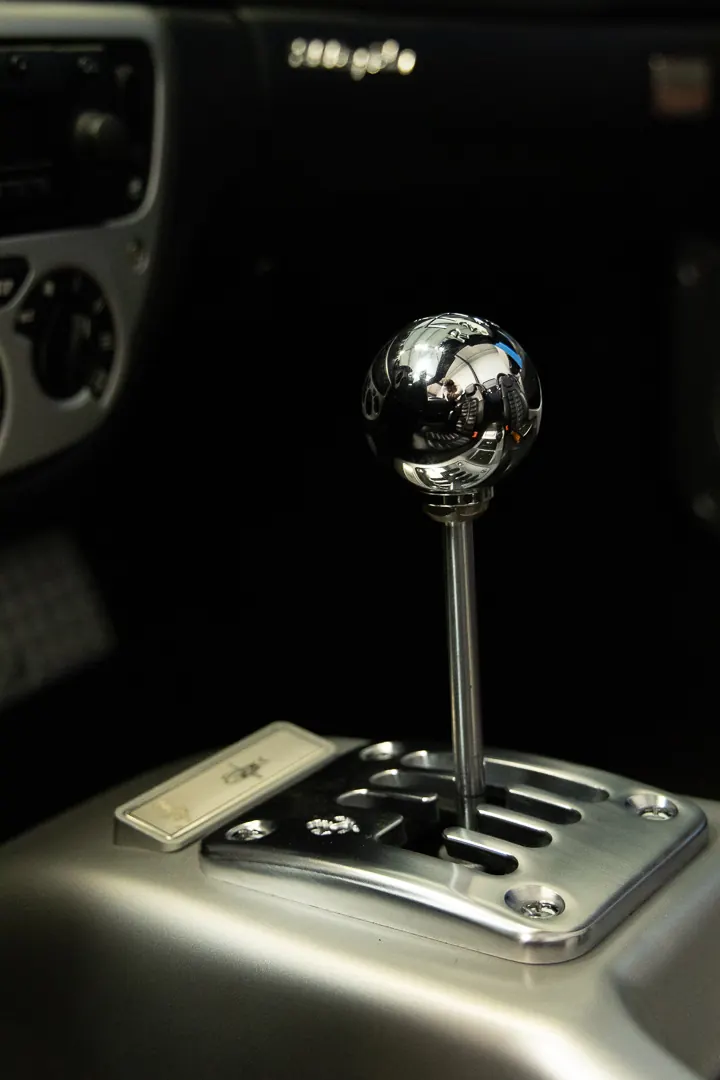 Chrome gear knob, close-up